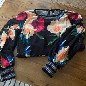 Floral puff sleeve blouse right built in cami